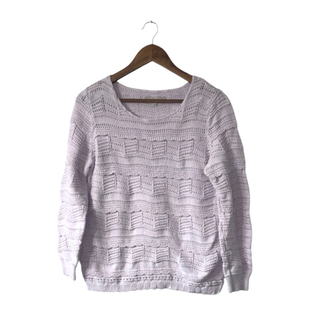 Loft Lavender Purple Knit Sweater Ruffles Baby Doll Easter Pastel Pretty Large